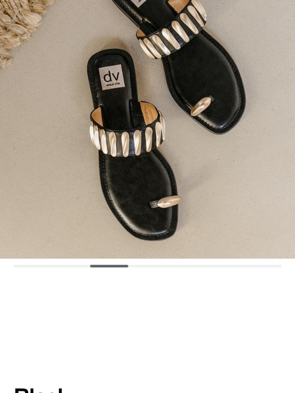 DV by Dolce Vita Black Sandals with Gold Shell Accents